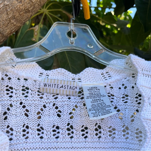 Vintage White Stag Crochet Cardigan with Tie in White ✨ - Picture 8 of 11